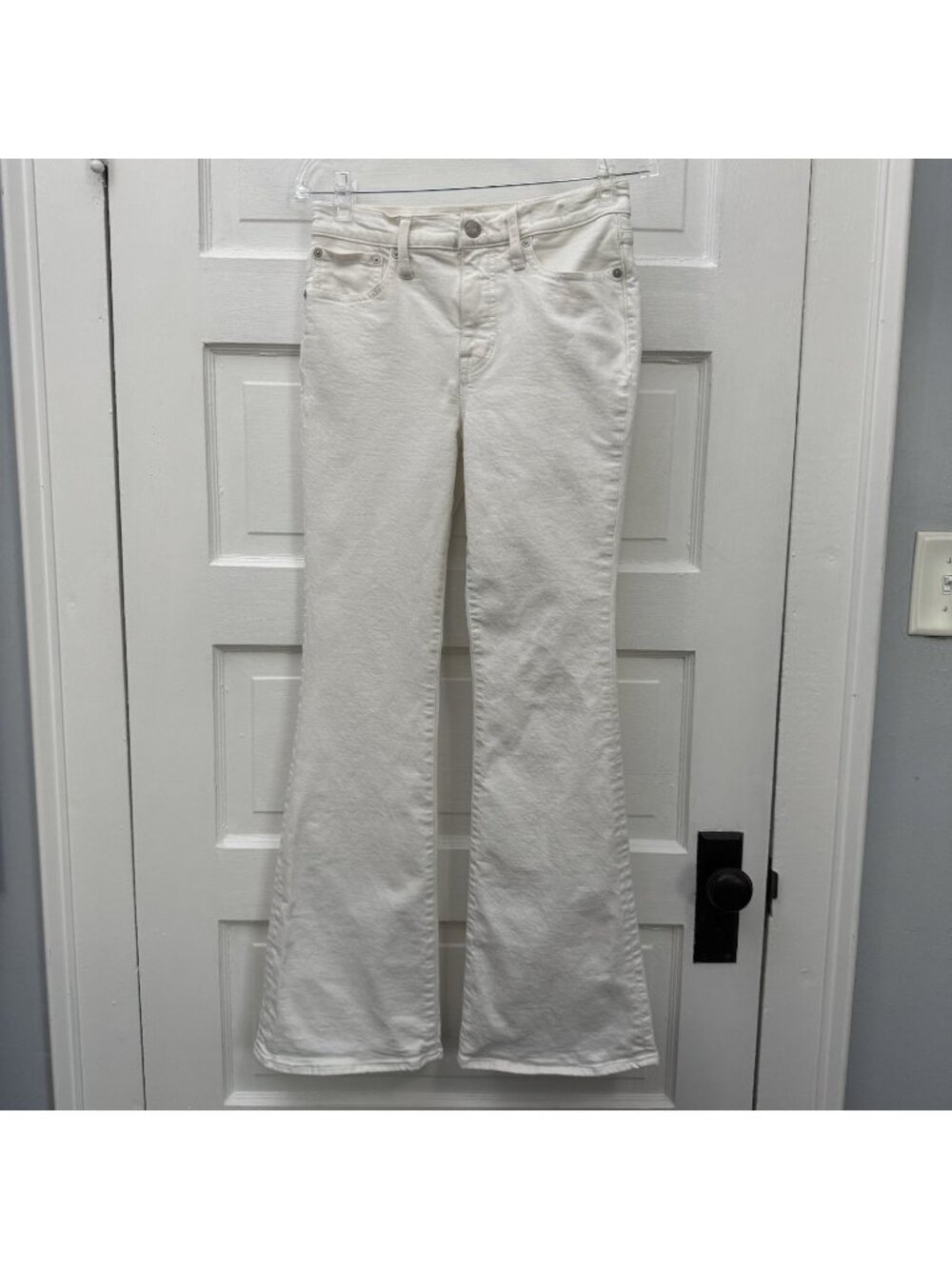 Madewell Flea Market Flare Jeans 26 Tile White Mid Rise Stretch Denim
